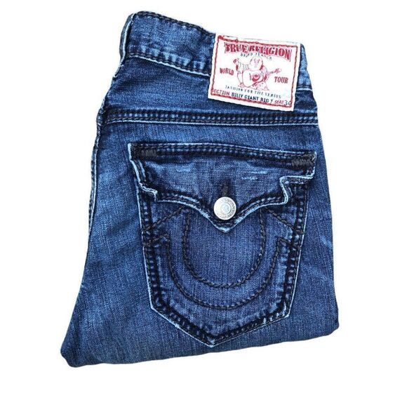 Vintage True Religion Jeans Size 32 BILLY GIANT BIG T Blue - Picture 3 of 8